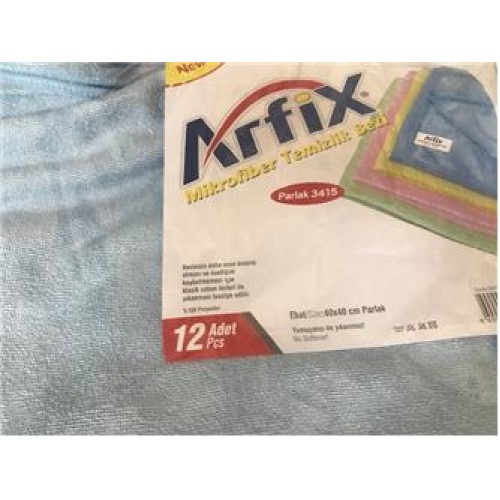 Arfix Mikrofiber Temizlik Bezi 12li 40X40 Parlak 