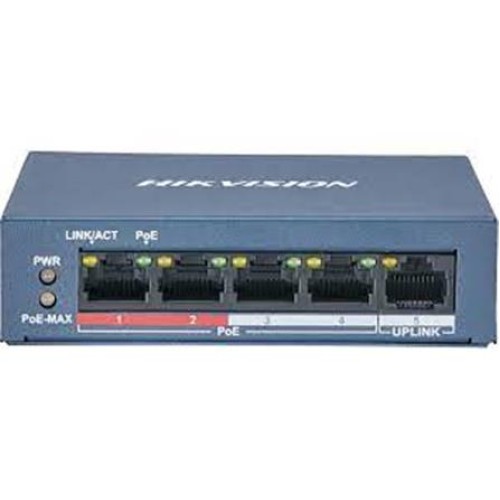 Hikvision DS-3E0105P-E-M(B) 4 PORT 10-100 4 PORT POE 35W Yönetilemez Switch 