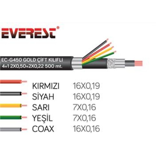 Everest EC-G450 4+1 Gold Çift Kılıflı 500M CCTV Kablo