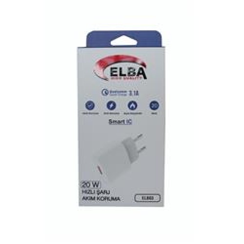 Elba ELB03-20USB Beyaz 20W USb Şarj Kafa QC4.0(Akıllı Koruma-Hızlı Şarj-Isıya Dayanıklı)