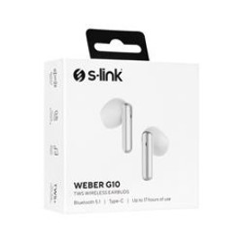 S-link Weber G10 Beyaz Dokunmatik Gerçek Kablosuz Bluetooth V5.1 TWS Mikrofonlu Kulaklık