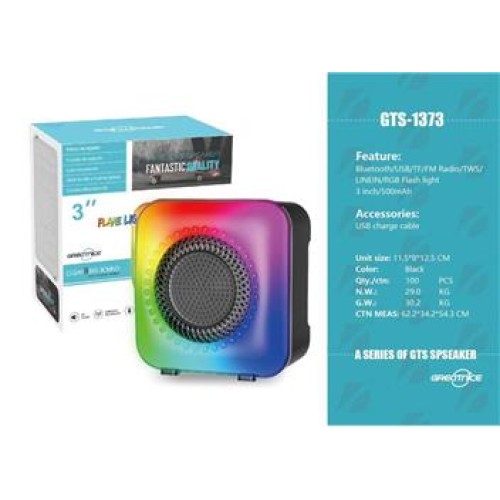 KTS 1373 Siyah Bluetooth M-sd-Usb RGB Ses Bombası 