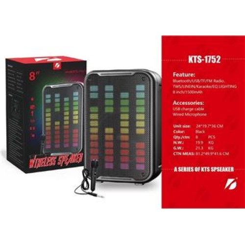 KTS-1752  Mikrofonlu Bleutooth-Fm-Usb Küçük El Anfisi RGB