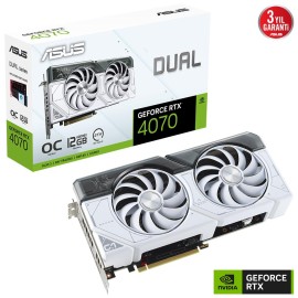 Asus Dual GeForce RTX 4070 OC DUAL-RTX4070-O12G-WHITE GDDR6X 192Bit DX12 DLSS 3 Ekran Kartı