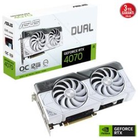 Asus Dual GeForce RTX 4070 OC DUAL-RTX4070-O12G-WHITE GDDR6X 192Bit DX12 DLSS 3 Ekran Kartı