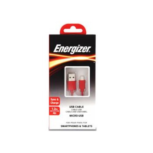 Energizer C12UBMCGRD4 1.2m Flat Micro Kırmızı Usb Kablosu