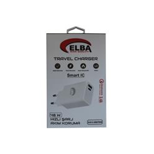 Elba ELB13 Elb-48w 3.4A USB-Pd48 (Usb+Type-C) Akıllı Koruma- Isıya Dayanklı Hızlı Şarj Ev Şarj Kafa