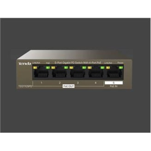 Tenda G0-5G-PoE 5 Port 4 Port Poe+ 10-100-1000 Switch Çelik Kasa POE Router