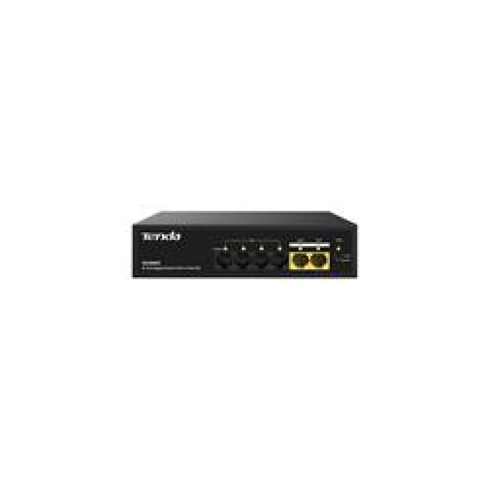 Tenda SG106PC 6 Port 4 Port Poe+ 10-100-1000 Mbps + 2 Port Uplink Switch Çelik Kasa Rack Mount