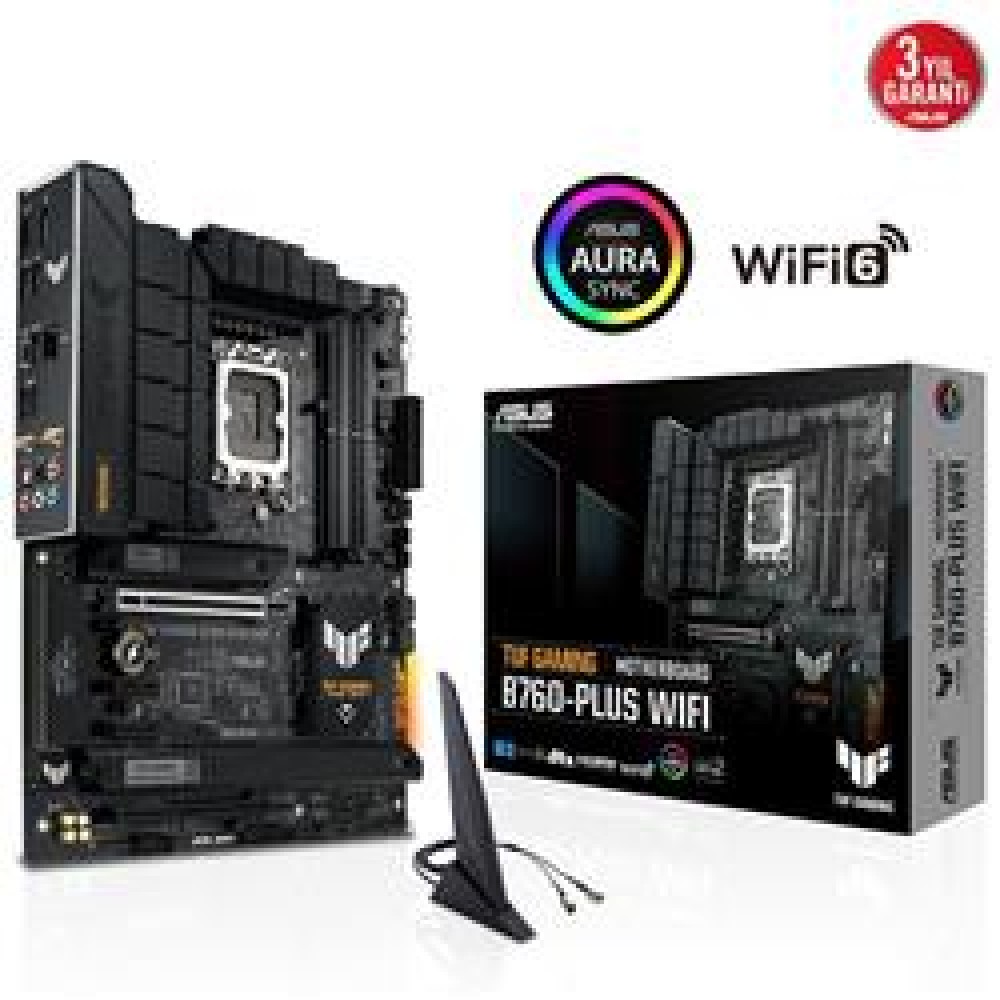 Asus TUF Gaming B760 Plus WIFI D5 Intel 760 Soket 1700 DDR5 7200(OC)MHz ATX Gaming (Oyuncu) Anakart