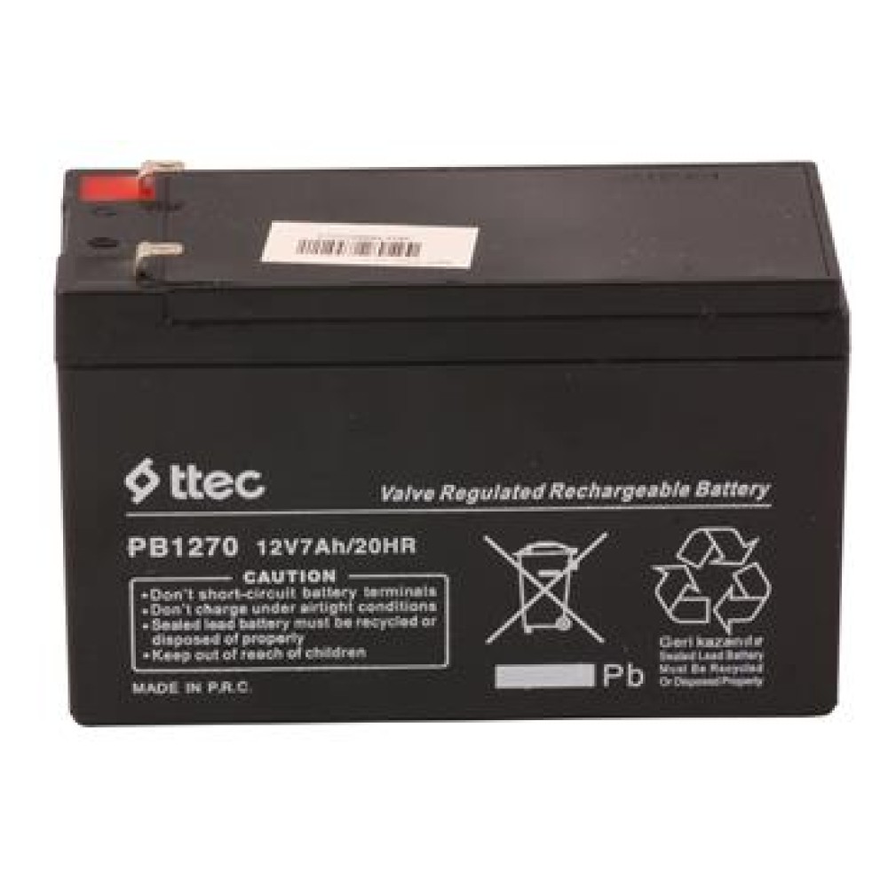 Ttec 12V 7AH-20HR Base Bakımsız Kuru Akü Alarm-Siren için Ups Uygun Değil 1,75 Kg 