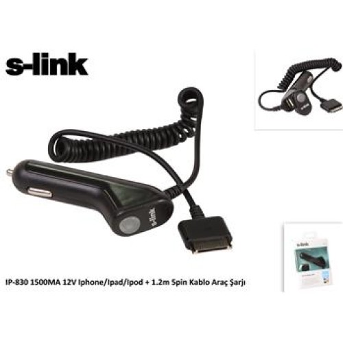 S-link IP-830 1500ma 12v ipod-iphone-ipad Araç Şarj Cihazı