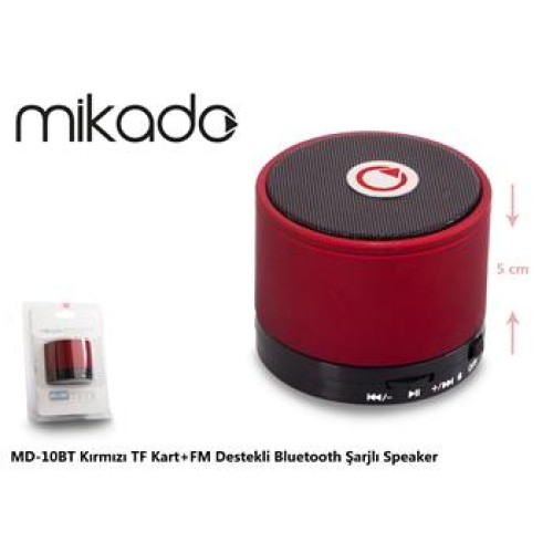 Mikado MD-10BT Kırmızı Micro Sd+Fm Destekli Bluetooth Spekaer