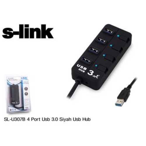 S-link SL-U307B Siyah 4 Port 3.0 Usb Çoklayıcı