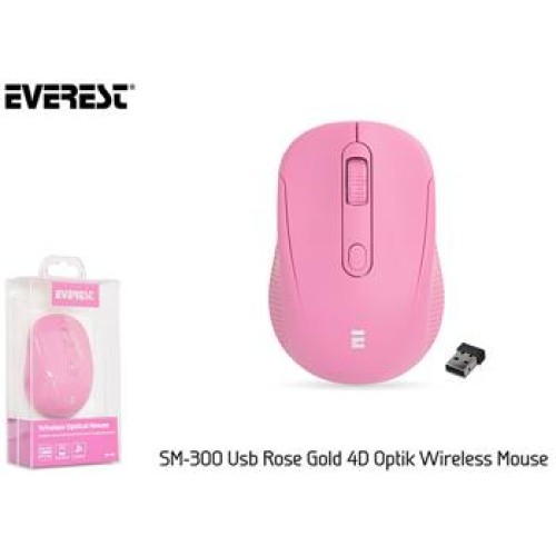 Everest SM-300 Usb Rose Gold 4D Optik Süper Sessiz AAlkalin Pil Kablosuz Mouse