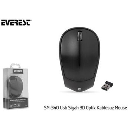 Everest SM-340 Usb Siyah 3D Optik Kablosuz Mouse 