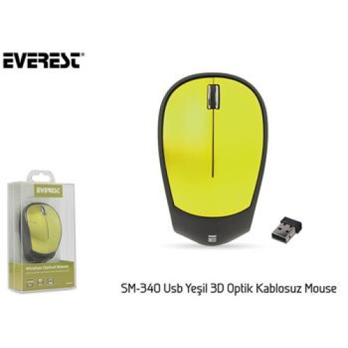 Everest SM-340 Usb Yeşil 3D Optik Kablosuz Mouse 