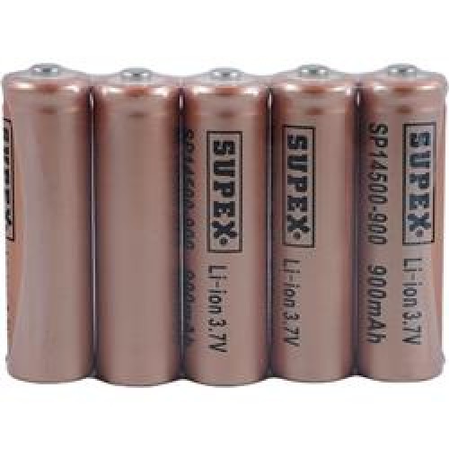 Supex 14500-900 3.7v 900mAh Uçlu Kafa Litym 5li Paket Pil 