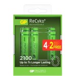 GP AA 2000 mAh Şarjlı Kalem Pil 4+2'li Paket GP2100AAHCB4-2