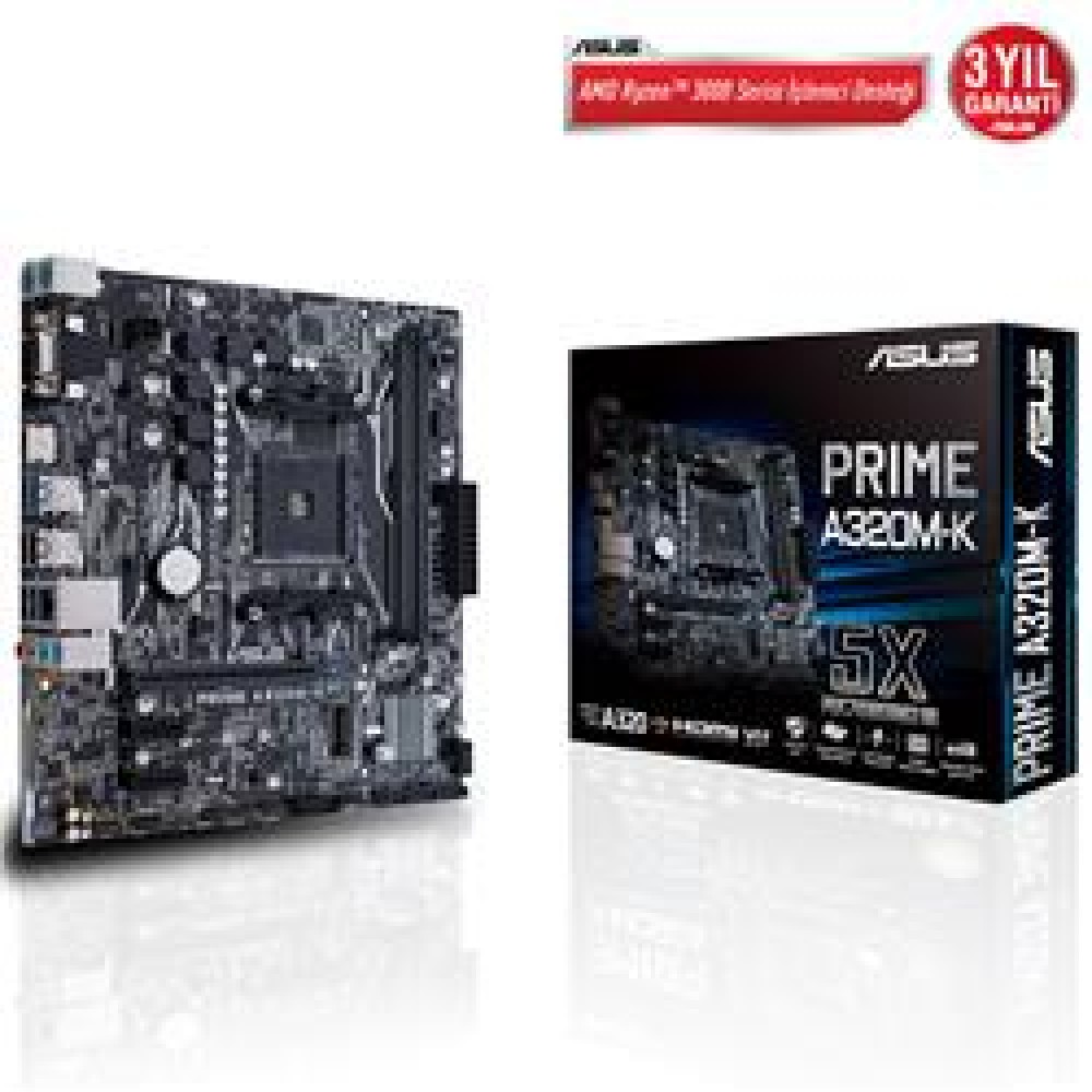 Asus Prime A320M-K AMD AM4 32GB DDR4 3200Mhz M2 Vga-Hdmi mATX Anakart