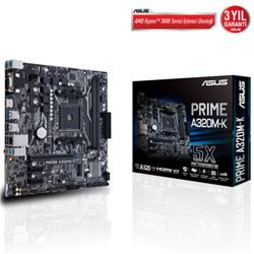 Asus Prime A320M-K AMD AM4 32GB DDR4 3200Mhz M2 Vga-Hdmi mATX Anakart