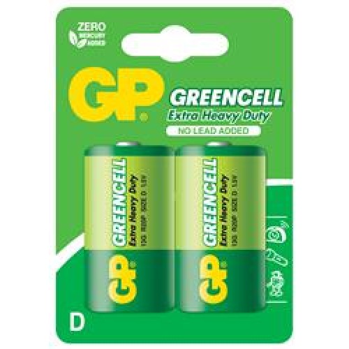 GP Greencel R20 Kalın D Boy Çinko Pil 2'li Paket GP13-2UE2