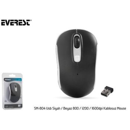 Everest SM-804 Usb Siyah-Beyaz 800-1200-1600dpi Kablosuz Mouse