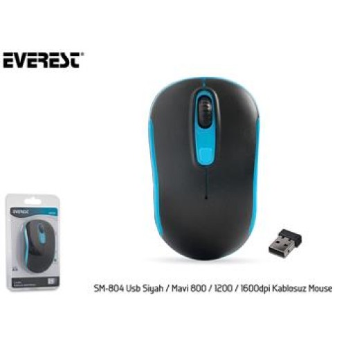 Everest SM-804 Usb Siyah-Mavi 800-1200-1600dpi Kablosuz Mouse