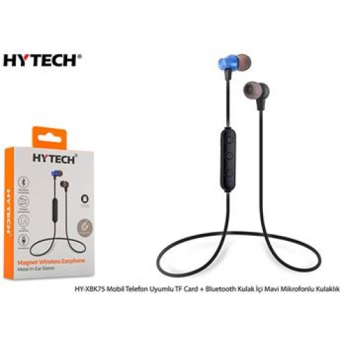 Hytech HY-XBK75 Mobil Telefon Uyumlu TF Card + Bluetooth Kulalk İçi Mavi Mikrofonlu Kulaklık