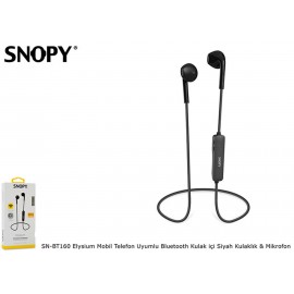 Snopy SN-BT160 Elysium Mobil Telefon Uyumlu Bluetooth Kulak içi Siyah Kulaklık & Mikrofon