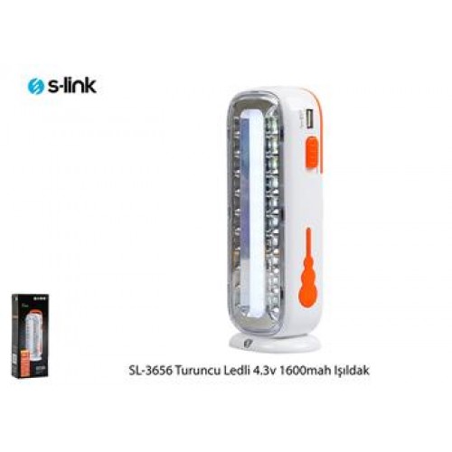 S-link SL-3656 Turuncu 4.3v 1600Mah (Tüp içi 15 SMD) 20 SMD Ledli Işıldak