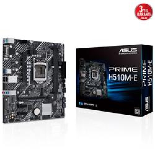 Asus Prime H510M-E 11.Nesil 3200(OC) Ddr4 64GB Soket LGA1200 M.2 Vga Hdmi Dp Matx Anakart