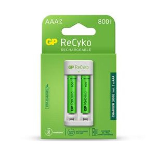 GP E211 Usb Şarj Cihaz + 2 Adet AAA 800 mAh Şarjlı İnce Kalem Pil 