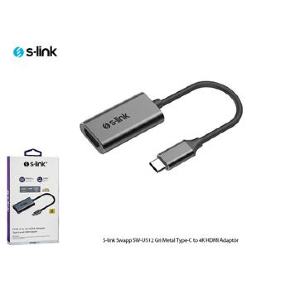 S-link Swapp SW-U512 4K@30Hz Gri Metal Type-C to 4K HDMI Adaptör