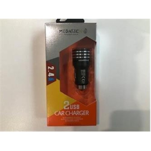 Megatech T05-M24 Siyah 2.4A 2Usb Çelik Araç Şarj Aleti 