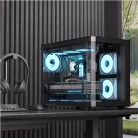 Aerocool AE P300C BK 3x12cm Mirror A-RGB Fanlı, Panoramik Tempered Panel, mATX