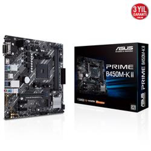 Asus Prime B450M-K II AMD B450 AM4 DDR4 4400 HDMI DVI VGA M2 USB3.2 mATX BIOS Flashback Anakart