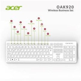 Acer OAK-920  Beyaz Kablosuz Sessiz Tuşlu  2.4Ghz Klavye Moue Set Beyaz (Mouse 1200Dpı) Caps Lock