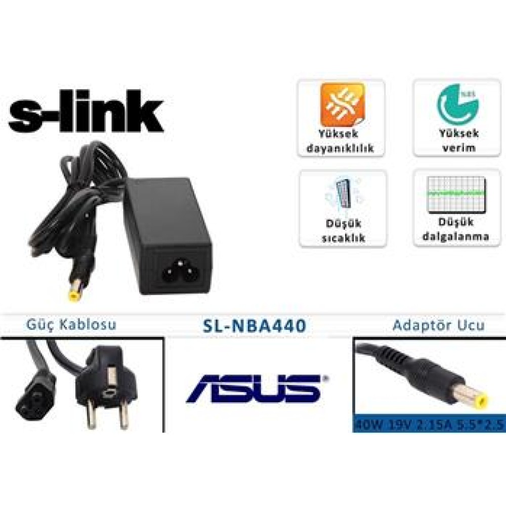 S-link SL-NBA440 40w 19v 2.15a 5.5-2.5 Asus Notebook Adaptörü