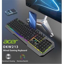 Acer OKW213 Gri RGB Rainbow Backlit Gaming Keyboard Rainbow (Kablo Uzunluğu 1,5mt)