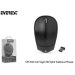 Everest SM-340 Usb Siyah 3D Optik Kablosuz Mouse 