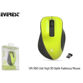 Everest SM-360 Usb Yeşil 3D Optik Kablosuz Mouse 