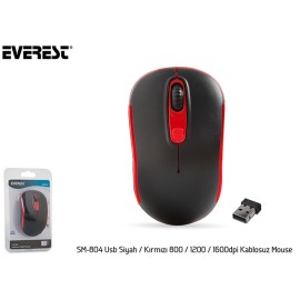 Everest SM-804 Usb Siyah-Kırmızı 800-1200-1600dpi Kablosuz Mouse