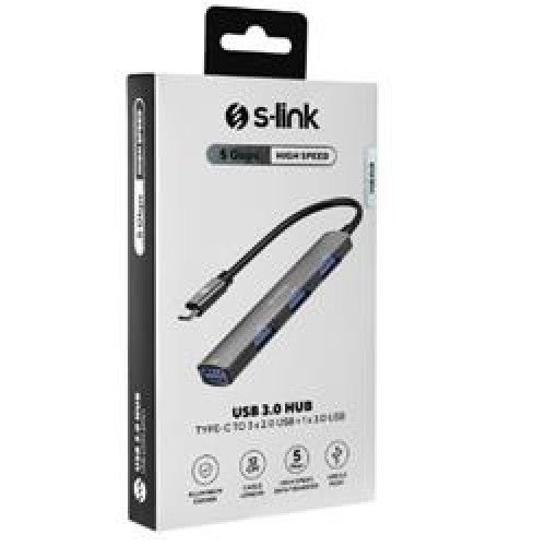 S-link SW-U324 3-USB2.0, 1-USB3.0 Type-C Metal USB Hub