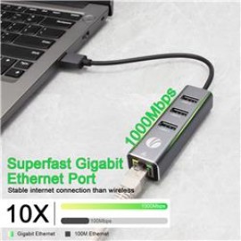 Vcom DH312B Usb 3.0 To USB3.0-3+RJ45 Çoklayıcı