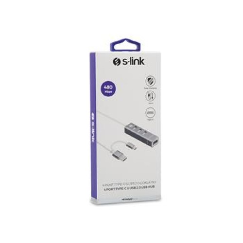 S-link Swapp SW-U220 4 Port Type-c usb 2.0 Gri Hub