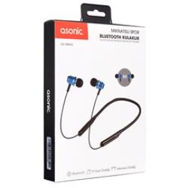 Asonic AS-XBK65 Siyah-Mavi Boyun Askılı Mıknatıslı Bluetooth+ TF Kart Spor Kulak içi Kulaklık