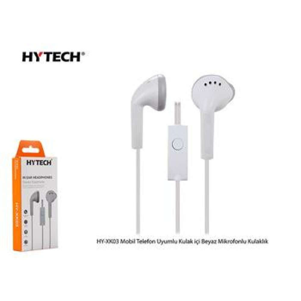 Hytech HY-XK03 Mobil Telefon Uyumlu Kulak içi Beyaz Mikrofonlu Kulaklık