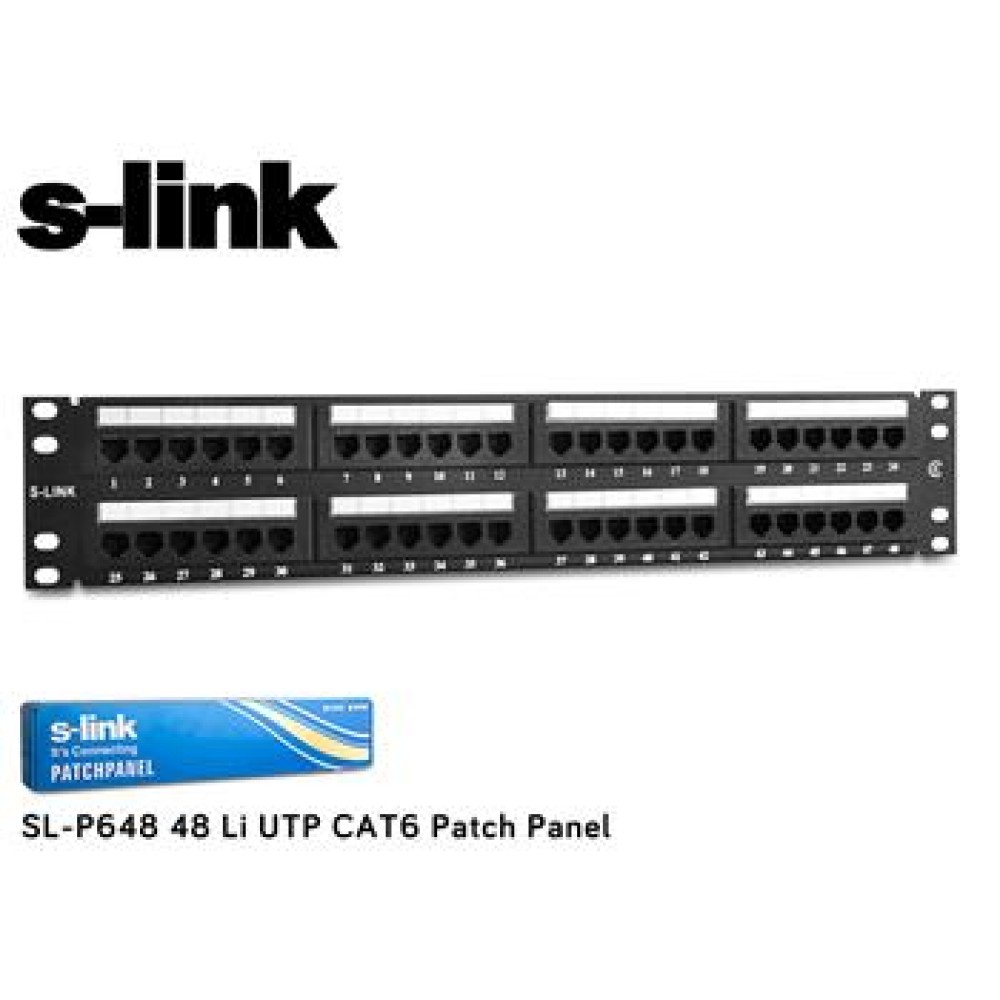 S-link  SL-P648 48 Port Cat6 Utp Patch Panel