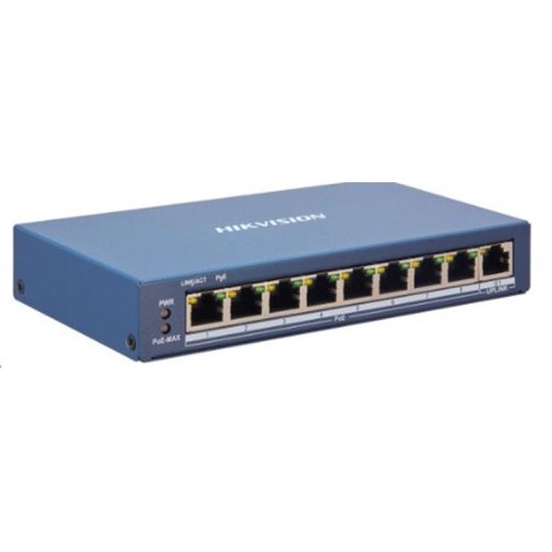 HikvisionDS-3E1310P-EI-M 8×10-100 Mbps PoE Portu, 2×Gigabit RJ45 Portu 60W Switch